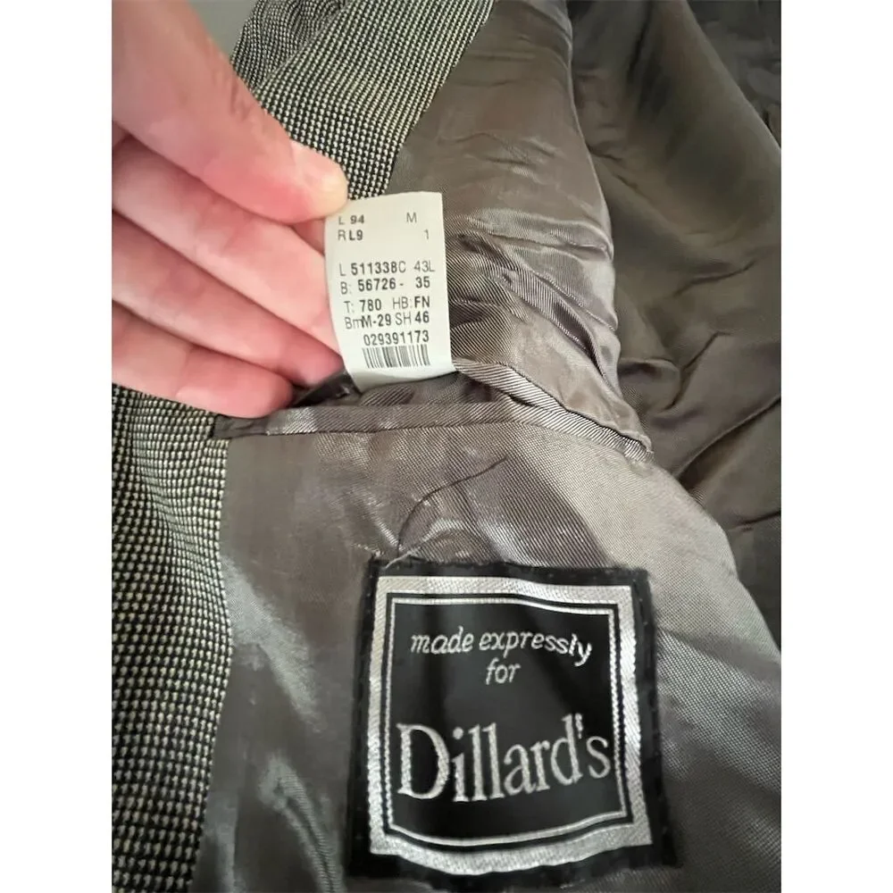 Ralph Lauren‎ Men's Vintage Gray Check Blazer Size 43 L Formal 3-Button